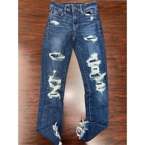 American Eagle Distressed Next Level Stretch Hi-Rise Jegging Size 2 Short - Picture 1 of 10